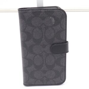 Coach iPhone 13 Pro Folio Case Signature Canvas Charcoal Black Wallet